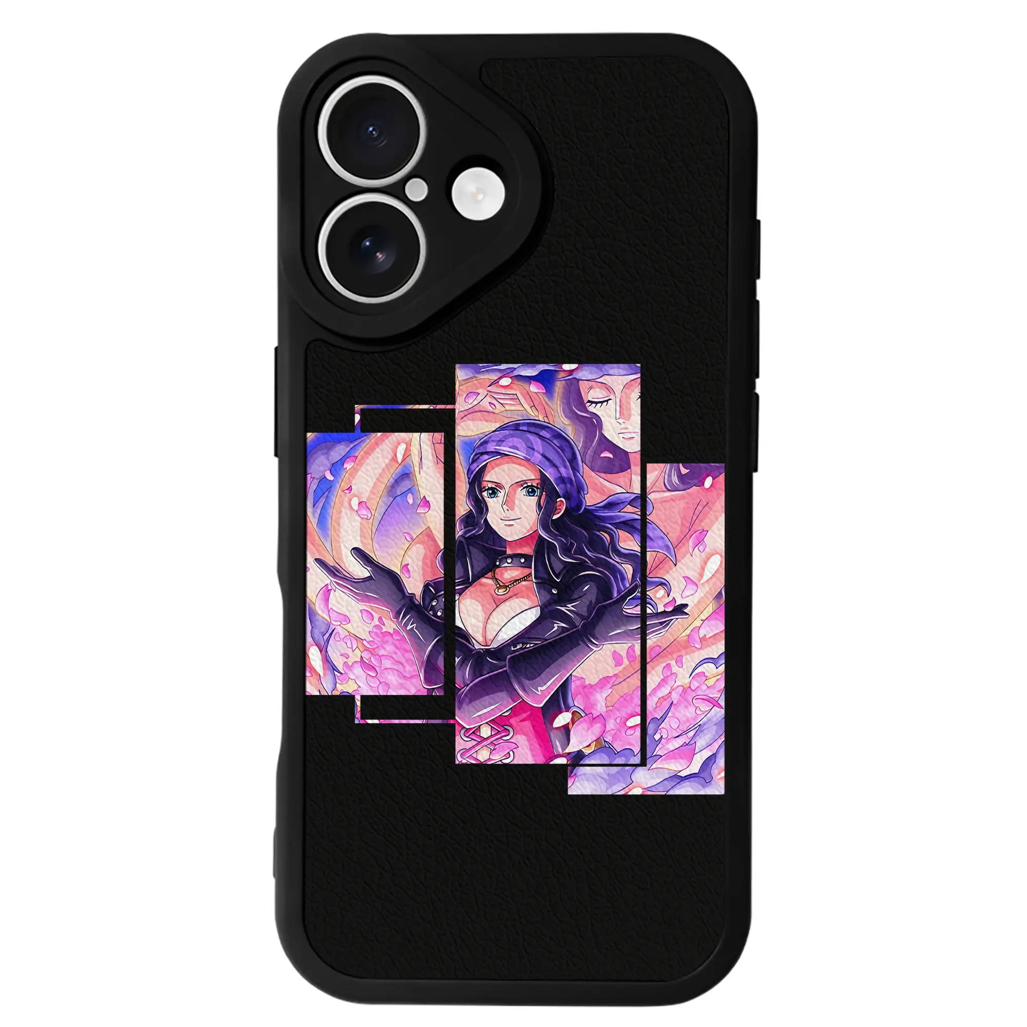 ワンピース グッズ ニコ・ロビン - IPhone 16シリーズ対応 ・ シリコンスマホケース ・ レザー調 ・ 高精度フィット ・ 耐衝撃 ・ ワイヤレス充電対応 ・ 精密カット